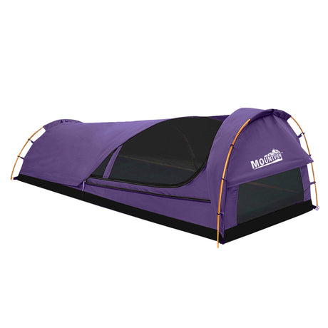 Mountview King Single Swag Camping Swags Canvas Dome Tent Hiking Mattress Purple