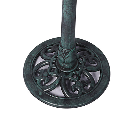 Bird Bath Feeder Metal Vintage Antique Garden Freestanding Iron Stake Bowl Green