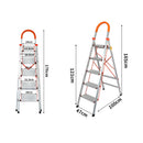 5 Step Ladder Multi-Purpose Folding Aluminium Lightweight Non Slip Platform