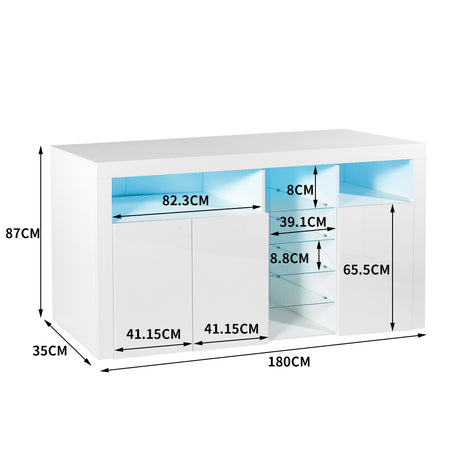 Levede Buffet Sideboard Cabinet Storage Modern High Gloss Cupboard White