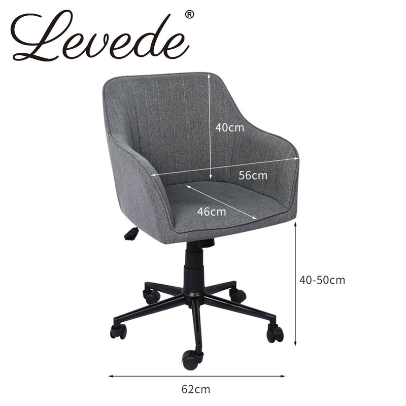 Levede Office Chair Fabric Computer Gaming Chairs Executive Adjustable Seat Grey