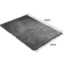 Soft Anti Slip Rectangle Plush Shaggy Floor Rug Carpet in Charcoal 200x140cm