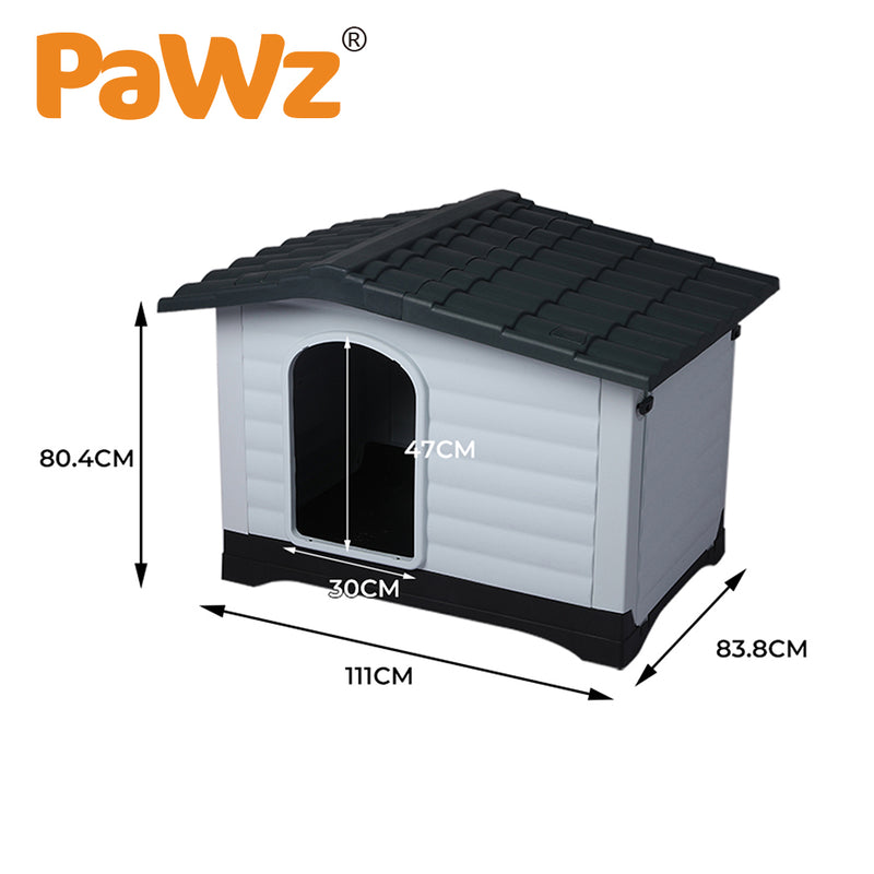 PaWz Dog Kennel Outdoor Indoor Pet Plastic Garden Large House Weatherproof Outside