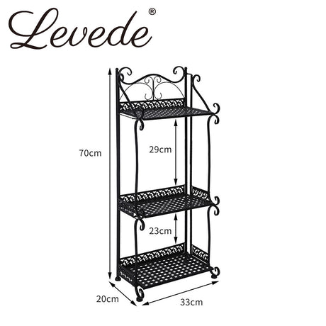 Levede Plant Stand 3 Tiers Outdoor Indoor Metal Flower Pots Rack Garden Shelf