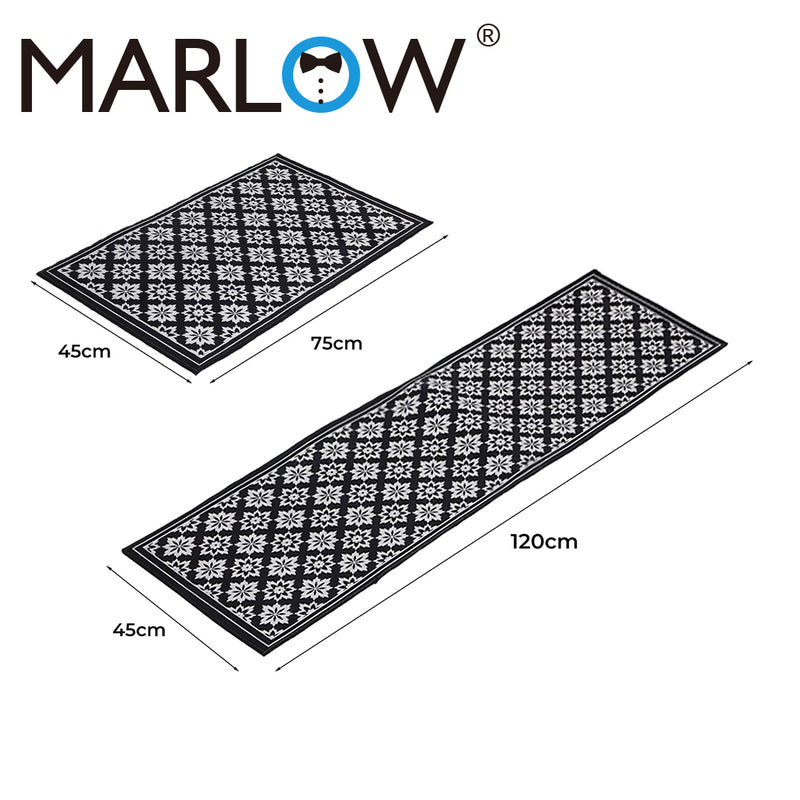 Marlow 2x Kitchen Mat Floor Rugs Area Carpet Non-Slip Door Mat 45x120cm /45x75cm