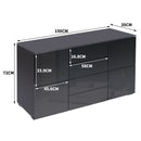 Levede Buffet Sideboard Cabinet Storage Modern High Gloss Cupboard Drawers Black 150cm