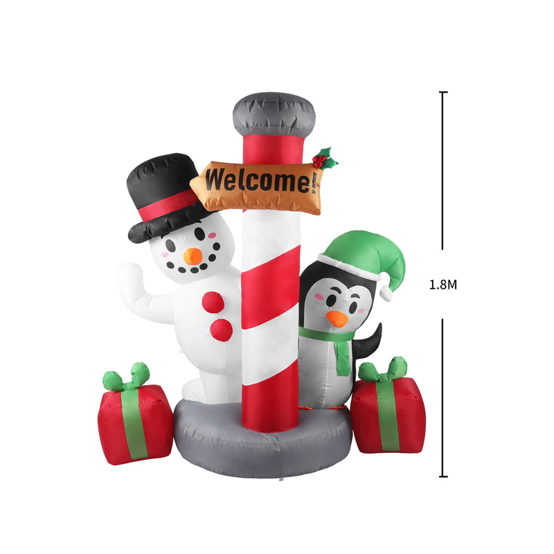 Santaco Inflatable Christmas Decor Pole Welcome 1.8M LED Lights Xmas Party