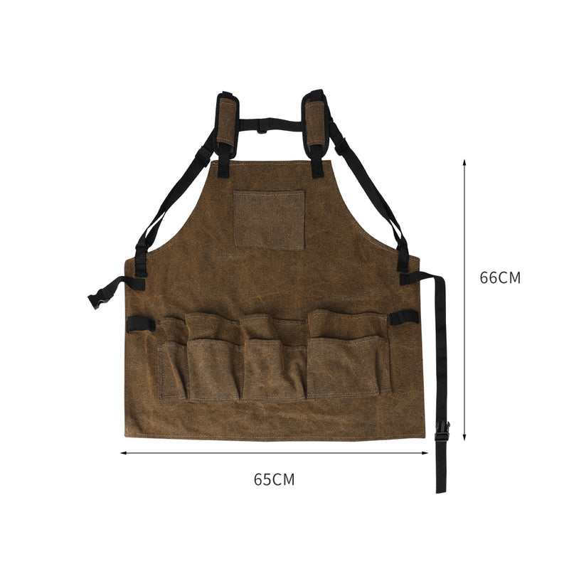 Waxed Canvas Tool Apron Adjustable Workshop Chef Waterproof Woodworking Pockets