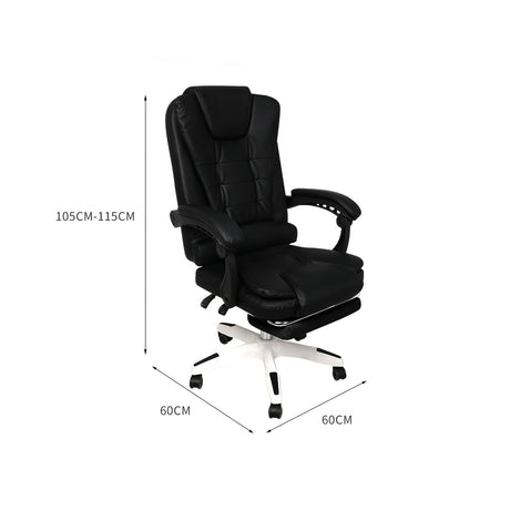 Gaming Chair Office Computer Seat Racing PU Leather Executive Footrest Racer Black