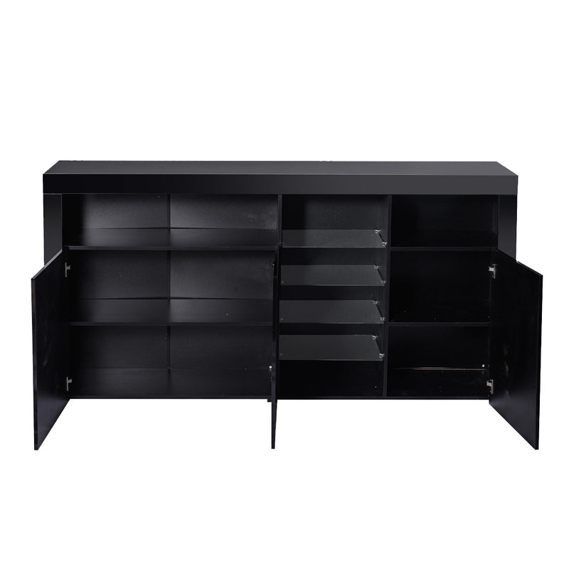 Levede Buffet Sideboard Cabinet Storage Modern High Gloss Cupboard Black