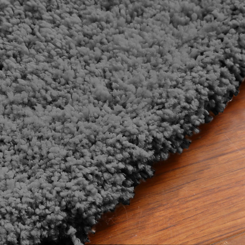 Soft Anti Slip Rectangle Plush Shaggy Floor Rug Carpet in Charcoal 200x140cm