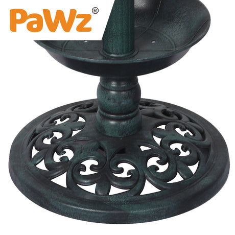 PaWz Bird Bath Feeder Feeding Food Station Ornamental Solar Light Outdoor Garden