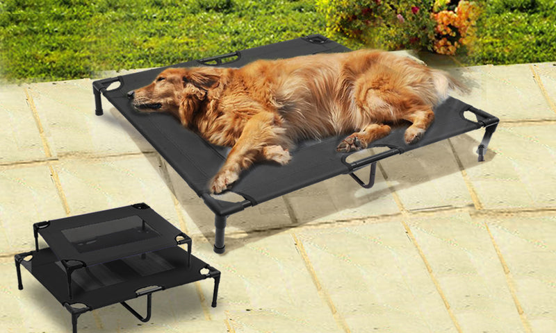 PaWz Heavy Duty Pet Bed Trampoline Dog Puppy Cat Hammock Mesh  Canvas XL Black