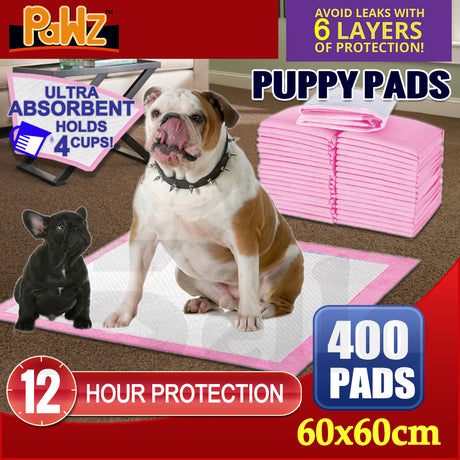 PaWz 400pc 60x60cm Puppy Pet Dog Indoor Cat Toilet Training Pads Absorbent Pink