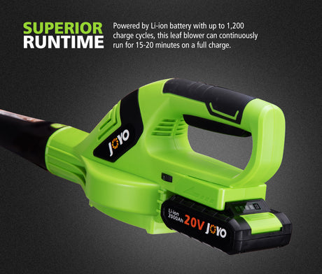 JOYO 20V Cordless Leaf Blower 6-Speed Lithium Electric Battery Nozzles Garden