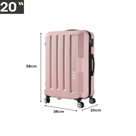 Luggage TSA Hard Case Suitcase Travel Lightweight Trolley Carry on Bag Pink 20