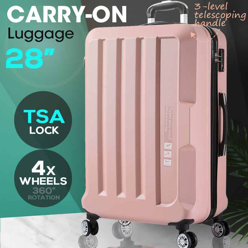 Luggage TSA Hard Case Suitcase Travel Lightweight Trolley Carry on Bag 28" Pink