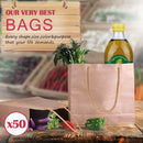 50x Brown Paper Bag Kraft Eco Recyclable Gift Carry Shopping Retail Bags Handles