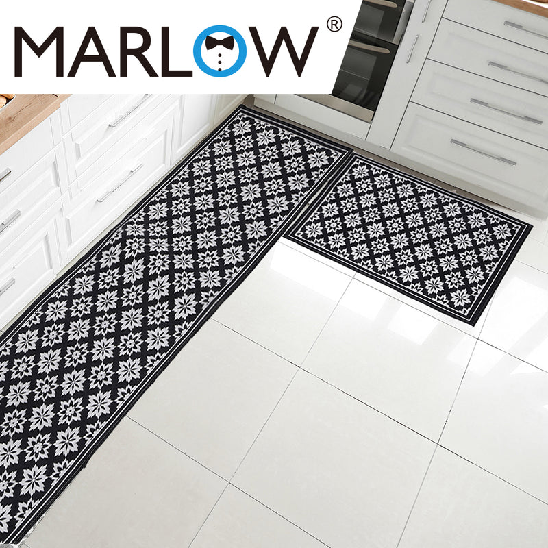 Marlow 2x Kitchen Mat Floor Rugs Area Carpet Non-Slip Door Mat 45x120cm /45x75cm