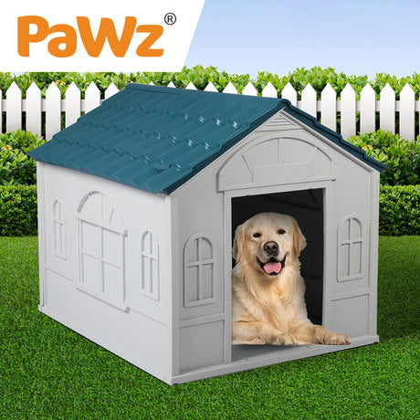 PaWz Dog Kennel Outdoor Indoor Pet Plastic Garden Large House Weatherproof Outside