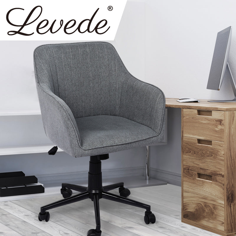 Levede Office Chair Fabric Computer Gaming Chairs Executive Adjustable Seat Grey