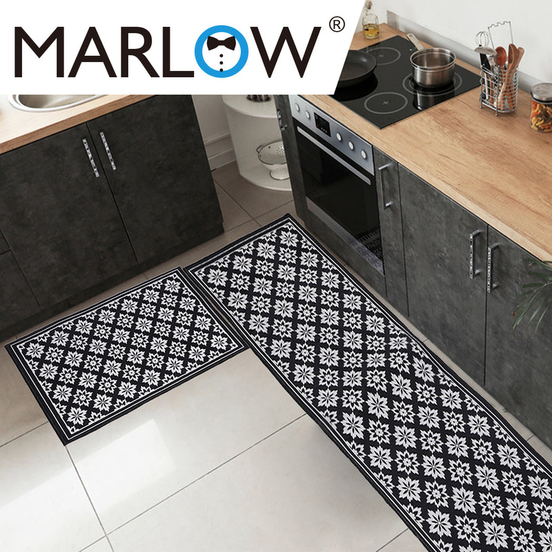 Marlow 2x Kitchen Mat Floor Rugs Area Carpet Non-Slip Door Mat 45x120cm /45x75cm