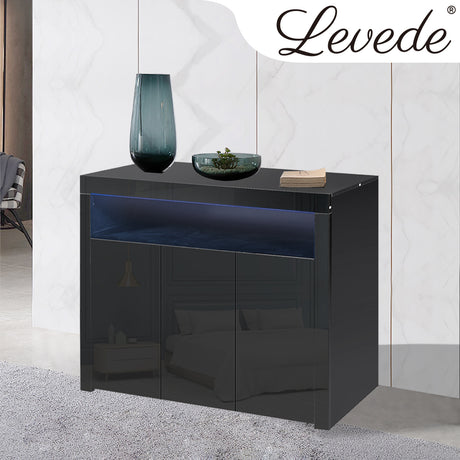 Levede Buffet Sideboard Cabinet Storage Modern High Gloss Furniture Black