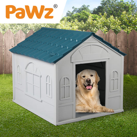 PaWz Dog Kennel Outdoor Indoor Pet Plastic Garden Large House Weatherproof Outside