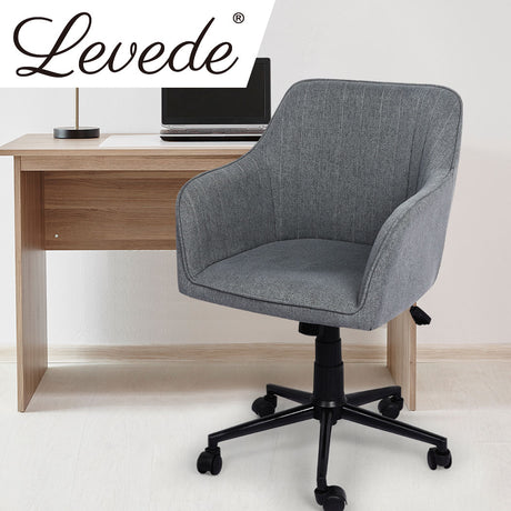 Levede Office Chair Fabric Computer Gaming Chairs Executive Adjustable Seat Grey