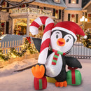 Santaco Inflatable Christmas Decor Happy Penguin 1.8M LED Lights Xmas Party