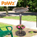 PaWz Bird Bath Feeder Feeding Food Station Ornamental Solar Light Outdoor Garden