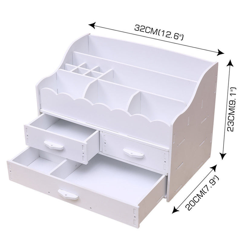 Wood-Plastic Makeup Cosmetic DIY Holder Jewellery Case Storage Organizer Drawers