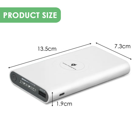 2IN1 Qi Wireless Charger 10000mAh Fast Charging Pad iPhone Samsung Android White