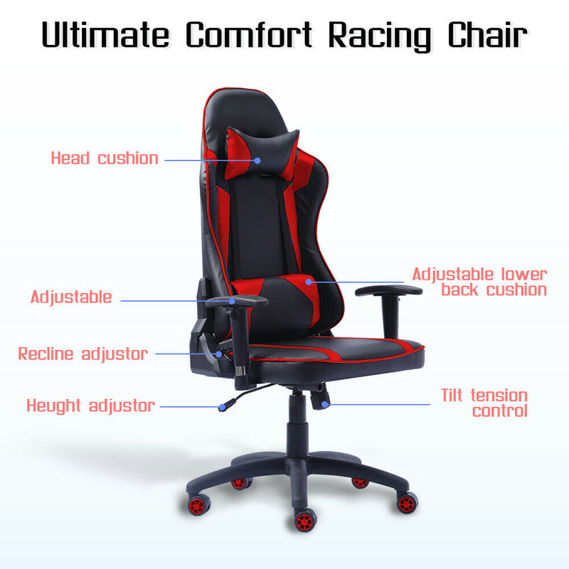 Levede Executive Gaming Office Chair Racing Computer PU Leather Work Race Black