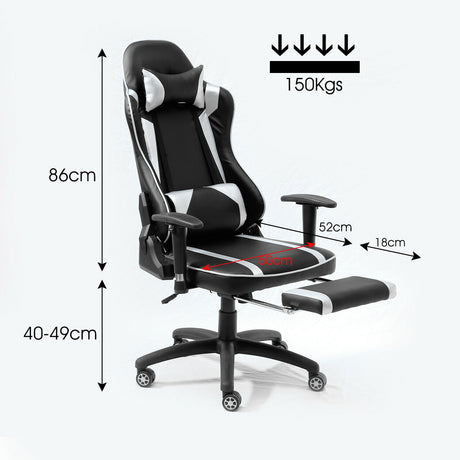 Levede Executive Gaming Office Chair Racing Computer PU Leather Work Race Black