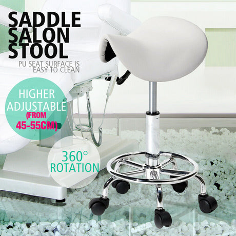 Saddle Salon Stool Bar Swivel Chair Massage Barber Hairdressing Hydraulic Lift