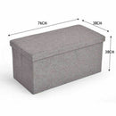 Folding Blanket Box Ottoman Toy Storage Padded Linen Fabric Foot Stool Bed Chest