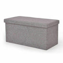 Folding Blanket Box Ottoman Toy Storage Padded Linen Fabric Foot Stool Bed Chest