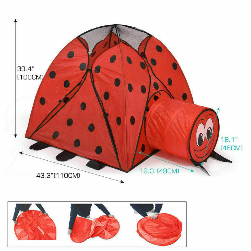 BoPeep Kid Children Pop Up Play Tent Cubby Playhouse Kids Gift Toy Ladybug Print