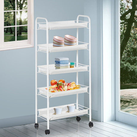 3 Tier Kitchen Trolley Cart Mesh Shelf Rolling Wheels Storage Rack Organizer