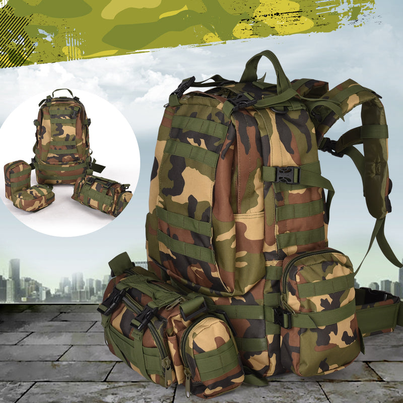 55L Hiking Camping Bag Army Military Tactical Trekking Rucksack Storage Backpack