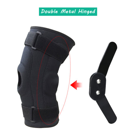 Double Metal Hinged Full Knee Support Brace Knee Protection Equipment Size L