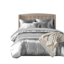 DreamZ 1000TC Silk Satin Duvet Cover Set in Queen Size in Silver Colour