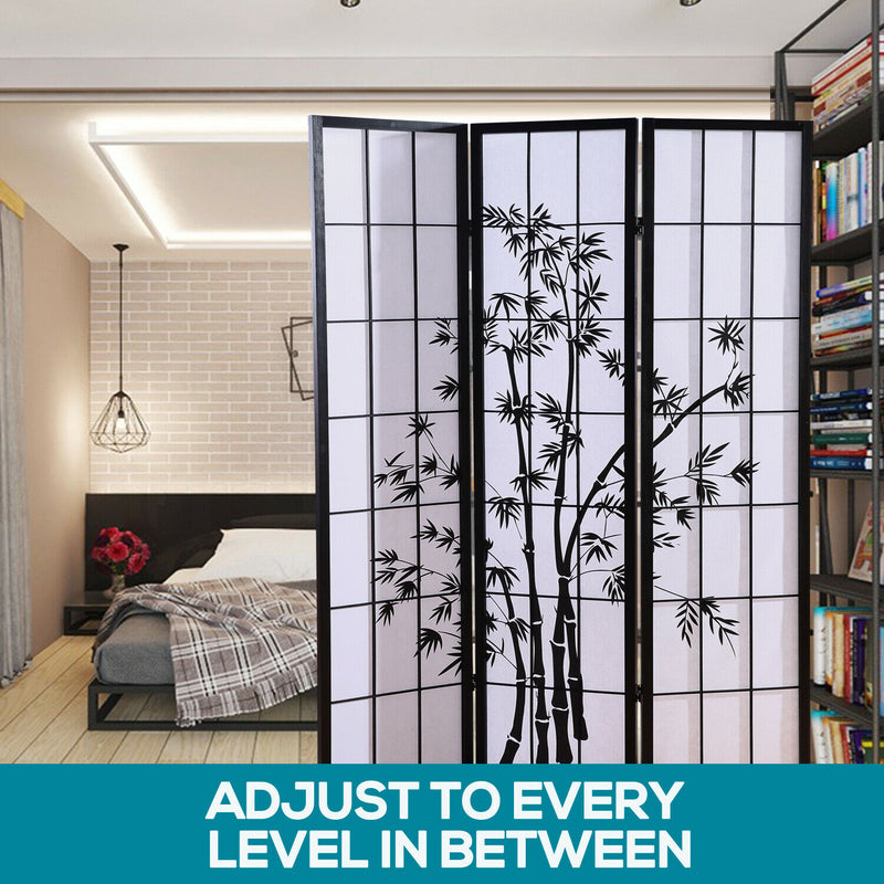 Levede 3 Panel Free Standing Foldable  Room Divider Privacy Screen Bamboo Print