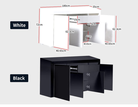 Levede Buffet Sideboard Cabinet High Gloss Storage Modern Doors Cupboard White