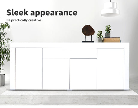 Levede Buffet Sideboard Cabinet High Gloss Storage Modern Doors Cupboard White