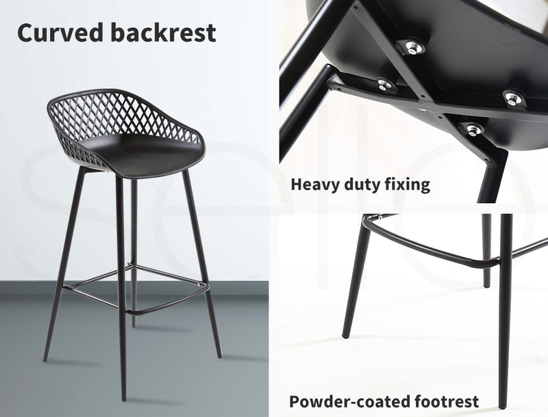 Levede Bar Stool Dining Chairs Metal Kitchen Stool Chair Barstools Outdoor Black x2